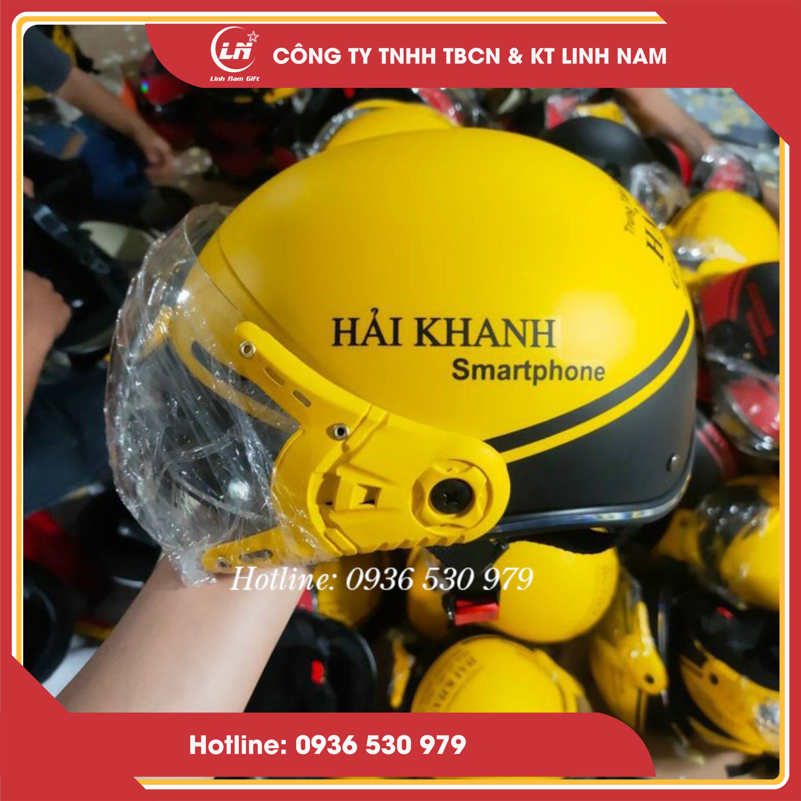 mũ bảo hiểm có kính in logo theo yêu cầu tại Hải Dương