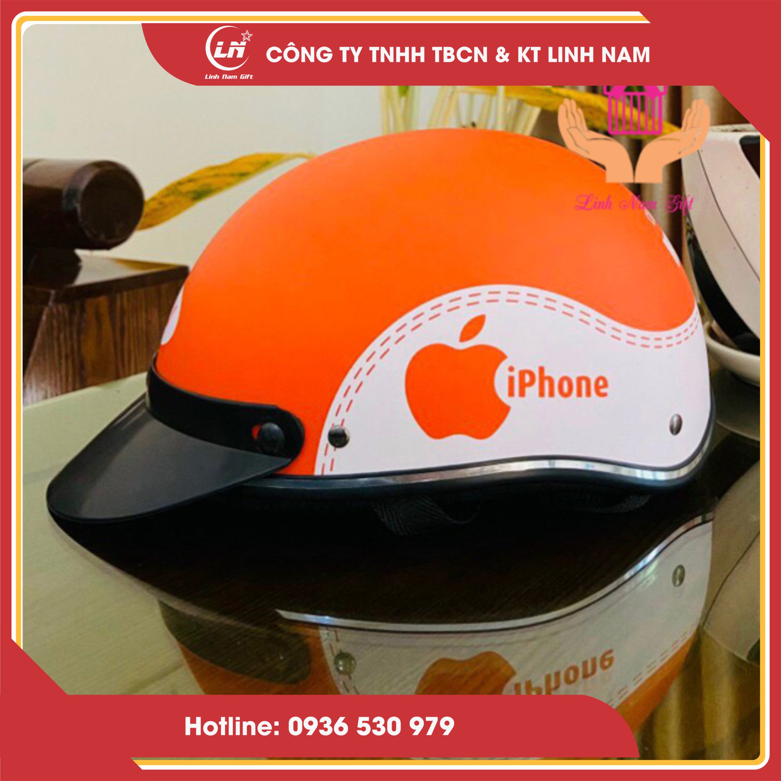mũ bảo hiểm nửa đầu in logo theo yêu cầu tại hải dương