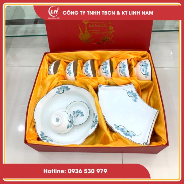 in bộ bát đĩa làm quà tặng
